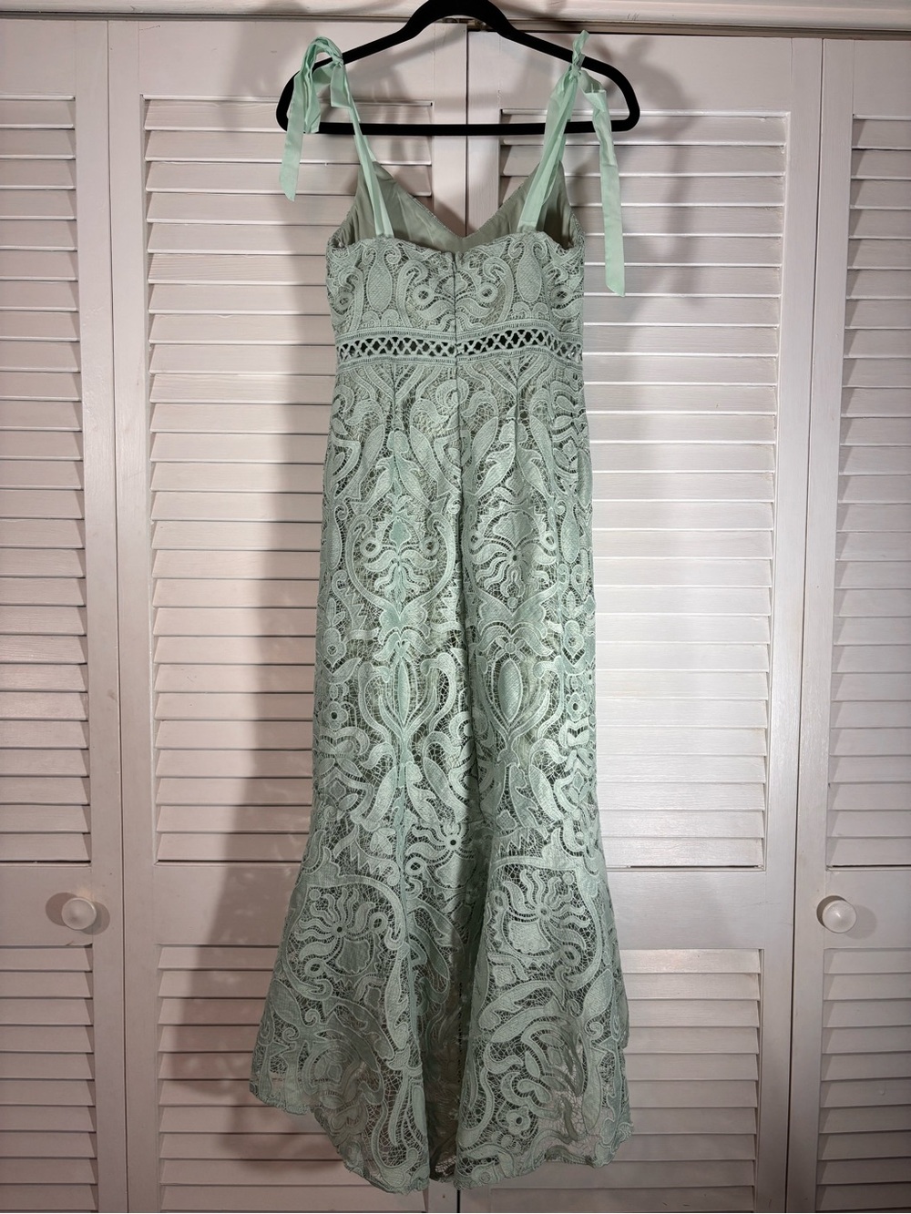 Lulus Won Your Heart Sage Green Lace Tie-Strap High-Low Midi Dress Estimated S - Picture 4 of 10